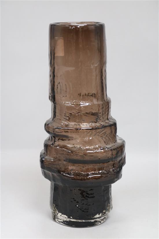 A Whitefriars smoky glass vase